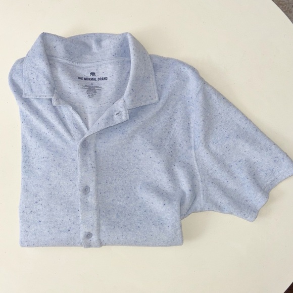 The Normal Brand Men’s Terry Towel Button Down Shirt Size Large Blue - Picture 1 of 6
